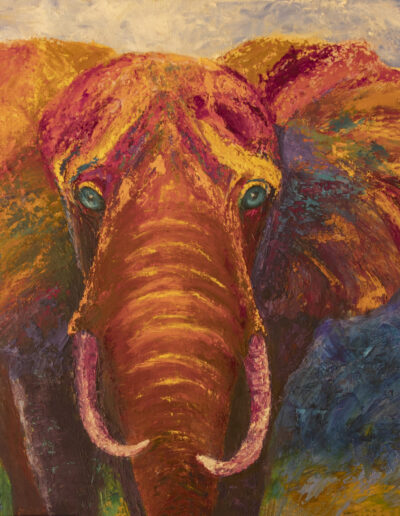 Oil painting by Maureen Kirk of an African Elephant, 18" x 24"