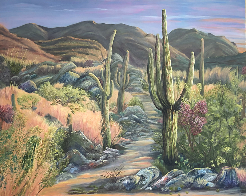 Commissioned oil painting of a desert landscape 60" x 48"